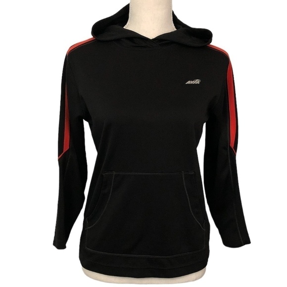 AVIA Sweatshirt Boy's Size Medium 10-12 Black Red Hood Pullover Hoodie - Picture 9 of 9